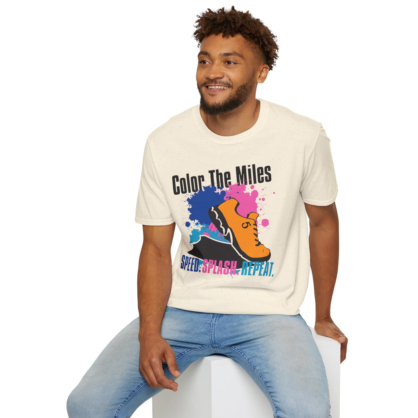 Color The Miles Running T-Shirt — "Speed. Splash. Repeat."