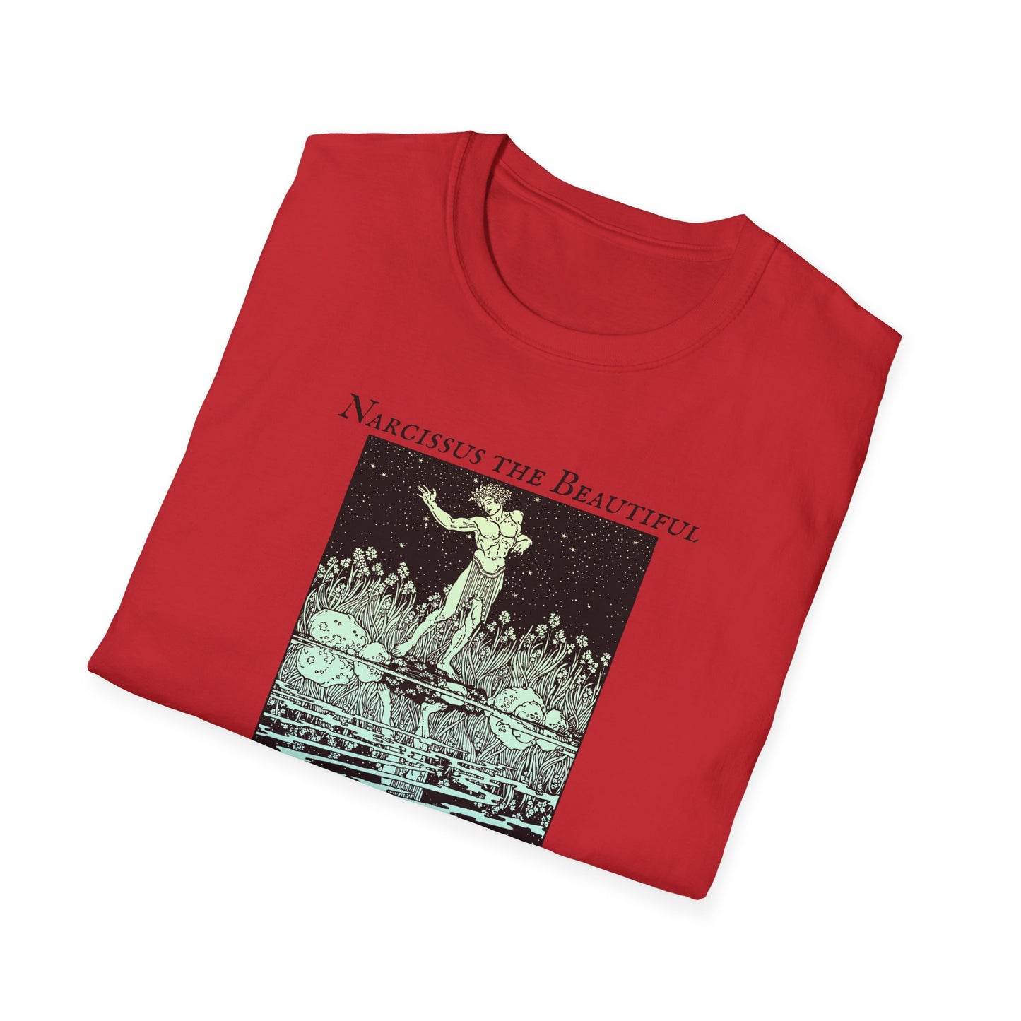T-Shirt — 'Measured the Beautiful / Cared to Fall for a Reflection' Vintage Mirror Graphic