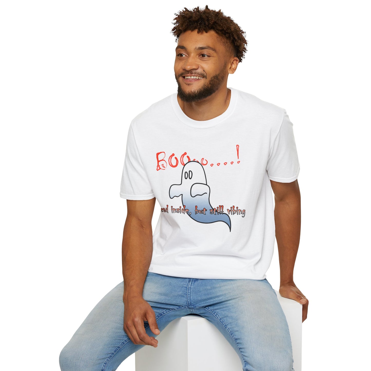 Ghost Graphic T-Shirt — “Boo…! Dead Inside, But Still Smiling” Halloween Tee