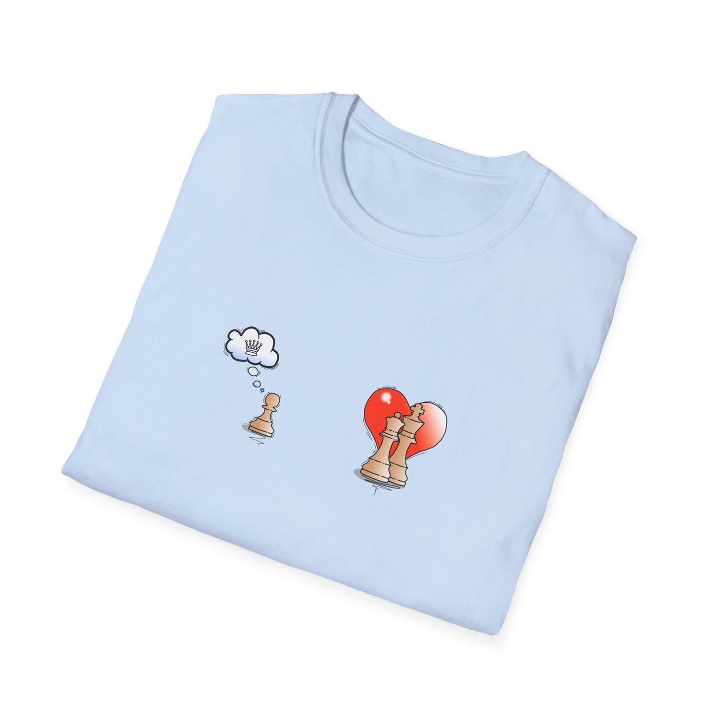 Chess Pawn Love T-Shirt — Cute Pawn Thinking of Queen with Heart Graphic