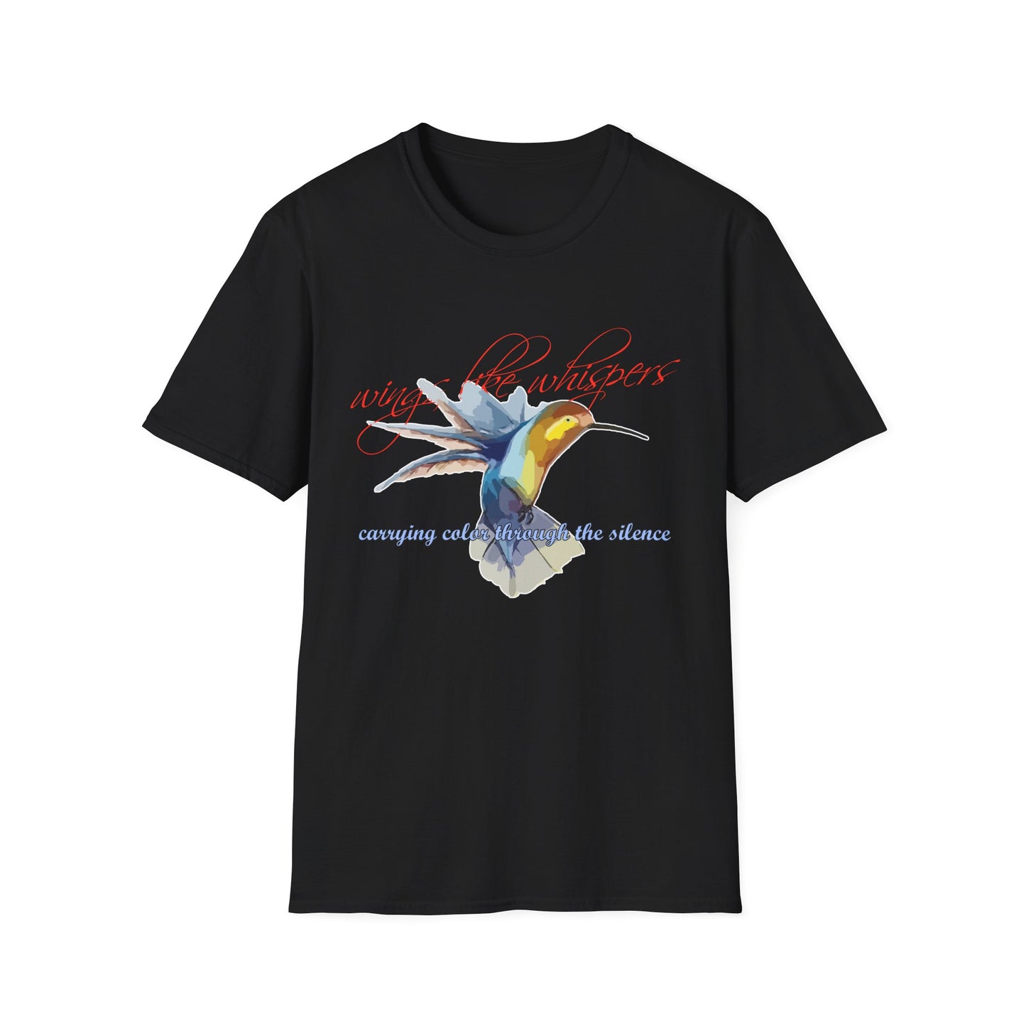 Hummingbird Poetry T-Shirt — "competing colorfulness in the silence"
