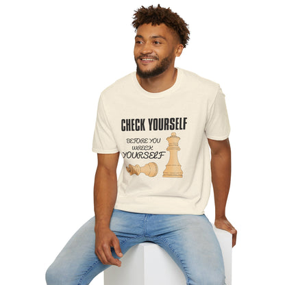 Chess T-Shirt — "Check Yourself Before You Wreck Yourself" Graphic Tee