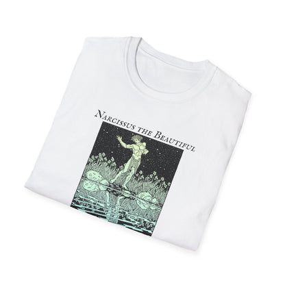 T-Shirt — 'Measured the Beautiful / Cared to Fall for a Reflection' Vintage Mirror Graphic