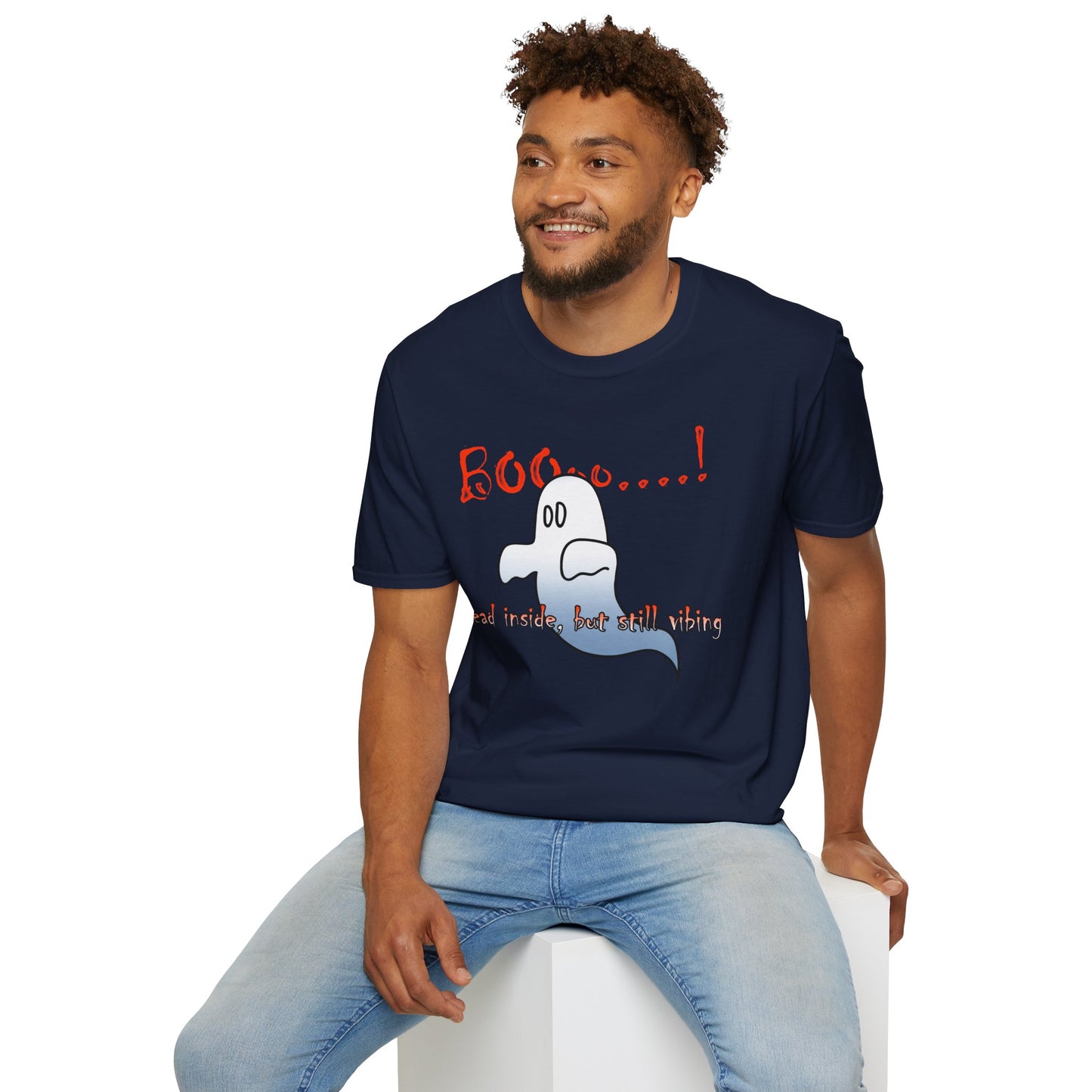 Ghost Graphic T-Shirt — “Boo…! Dead Inside, But Still Smiling” Halloween Tee
