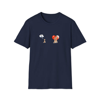 Chess Pawn Love T-Shirt — Cute Pawn Thinking of Queen with Heart Graphic