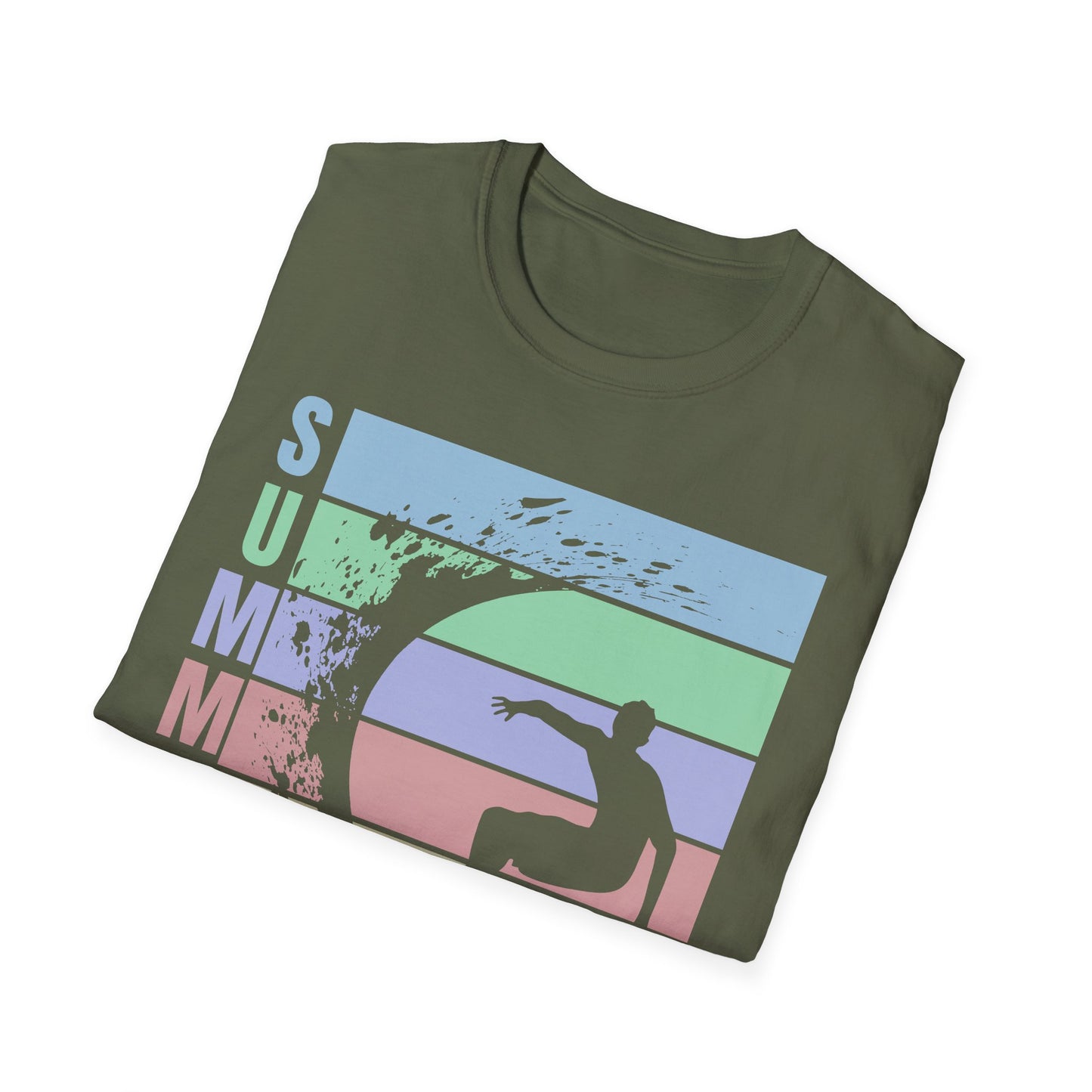 Summer Surf T-Shirt — Retro Stripes & Surfer Graphic