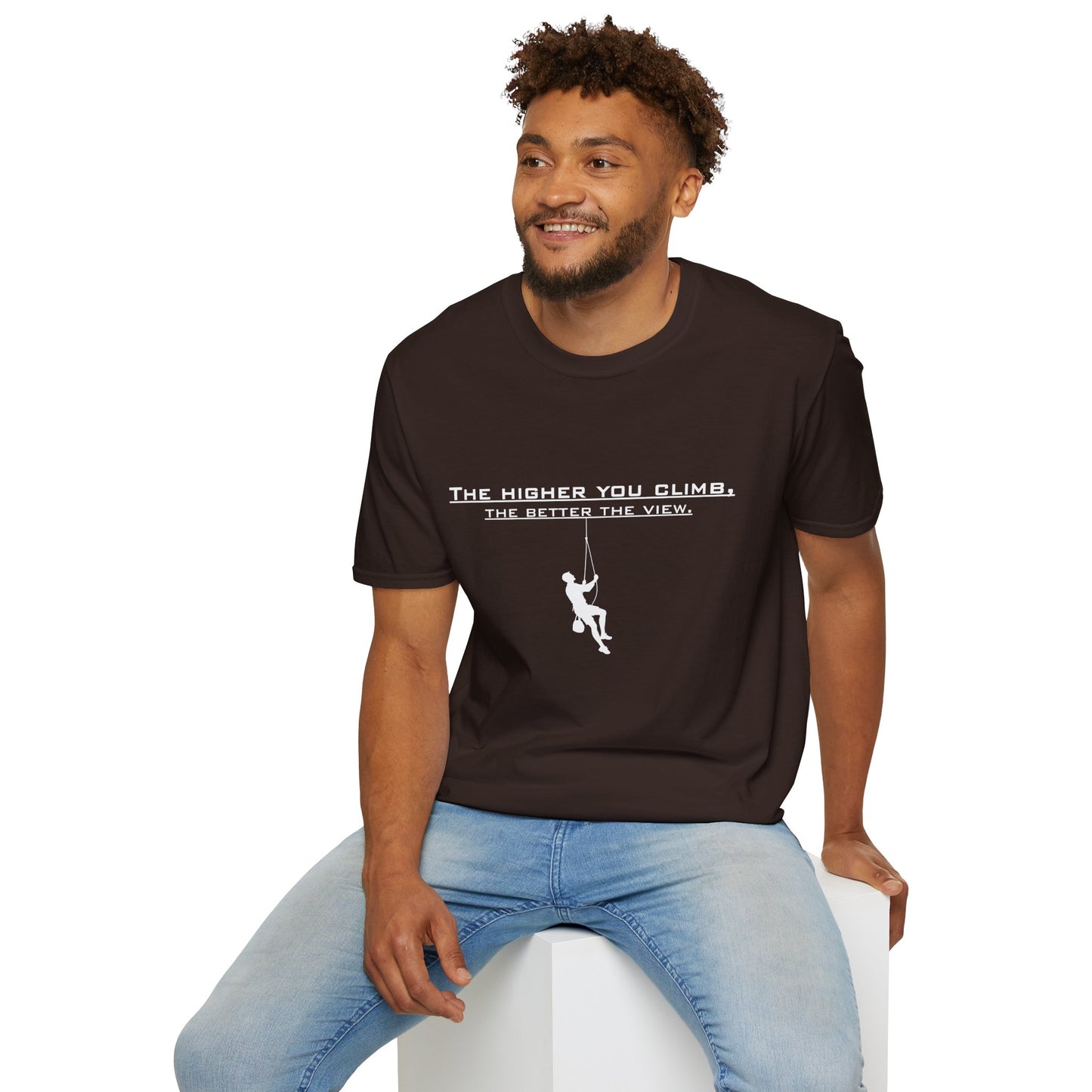 Climber Graphic Tee — "The Higher You Climb, The Better The View" Motivational T-Shirt