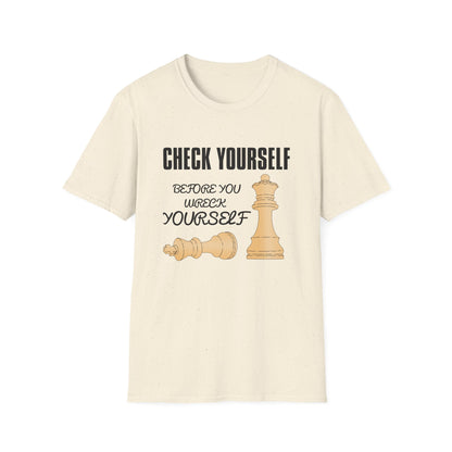 Chess T-Shirt — "Check Yourself Before You Wreck Yourself" Graphic Tee