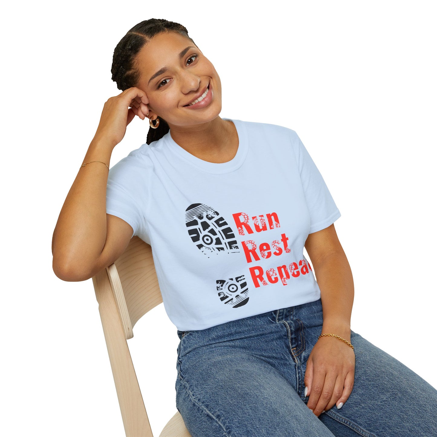 Run Rest Repeat Running Tee – Motivational Runner Shirt