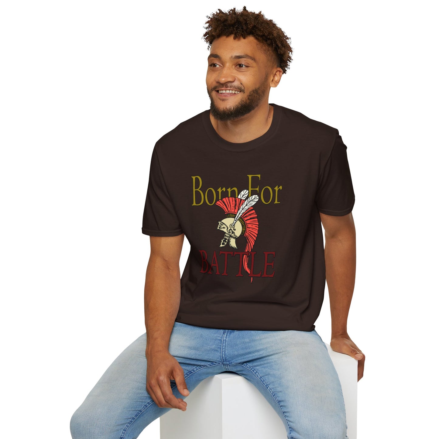 Born For Battle T-Shirt — Spartan Helmet Warrior Graphic Tee