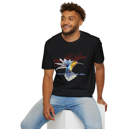Hummingbird Poetry T-Shirt — "competing colorfulness in the silence"