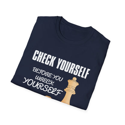Chess T-Shirt — "Check Yourself Before You Wreck Yourself" Graphic Tee