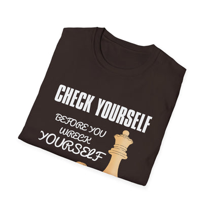 Chess T-Shirt — "Check Yourself Before You Wreck Yourself" Graphic Tee