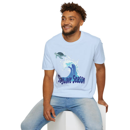 Sea Turtle Wave T-Shirt — "Slaywave Season" Coastal Surf Vibe Tee