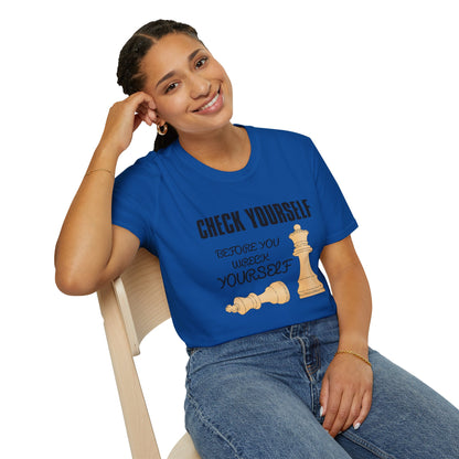 Chess T-Shirt — "Check Yourself Before You Wreck Yourself" Graphic Tee