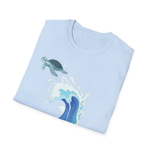 Sea Turtle Wave T-Shirt — "Slaywave Season" Coastal Surf Vibe Tee