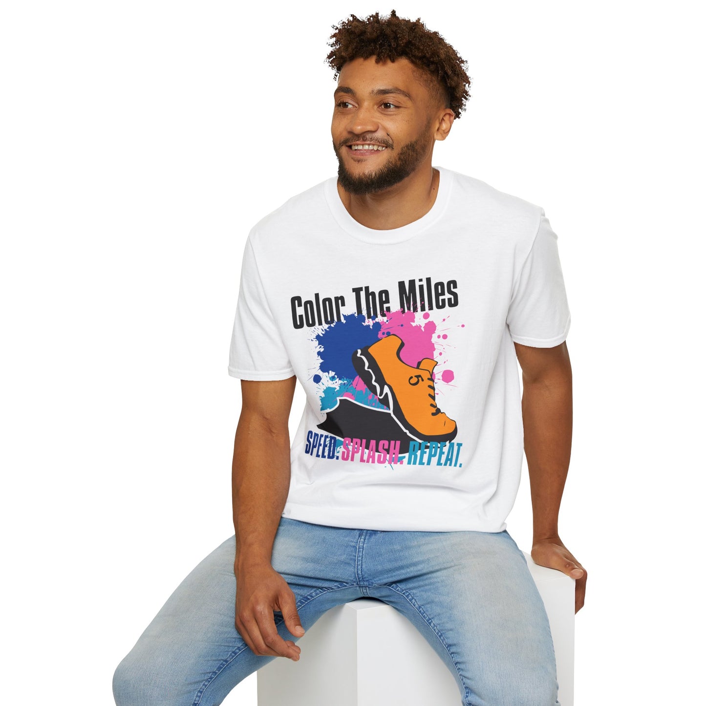 Color The Miles Running T-Shirt — "Speed. Splash. Repeat."