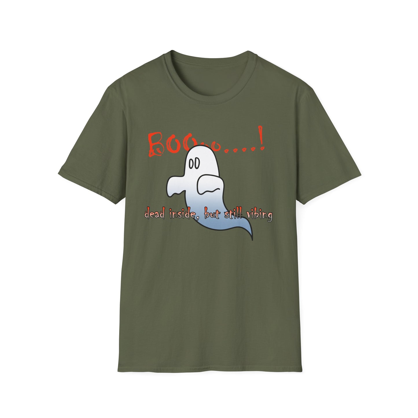 Ghost Graphic T-Shirt — “Boo…! Dead Inside, But Still Smiling” Halloween Tee
