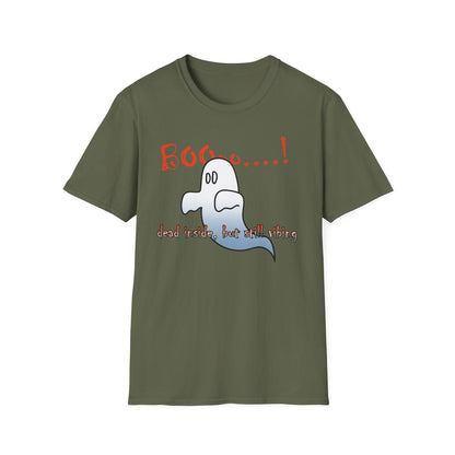 Ghost Graphic T-Shirt — “Boo…! Dead Inside, But Still Smiling” Halloween Tee