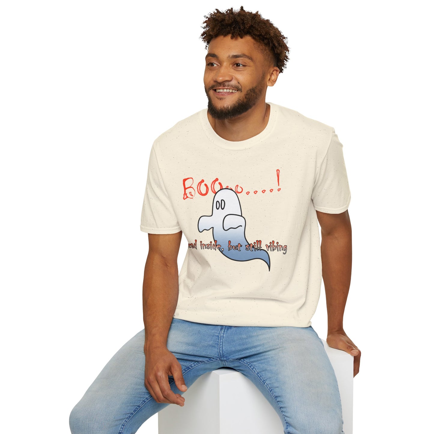 Ghost Graphic T-Shirt — “Boo…! Dead Inside, But Still Smiling” Halloween Tee