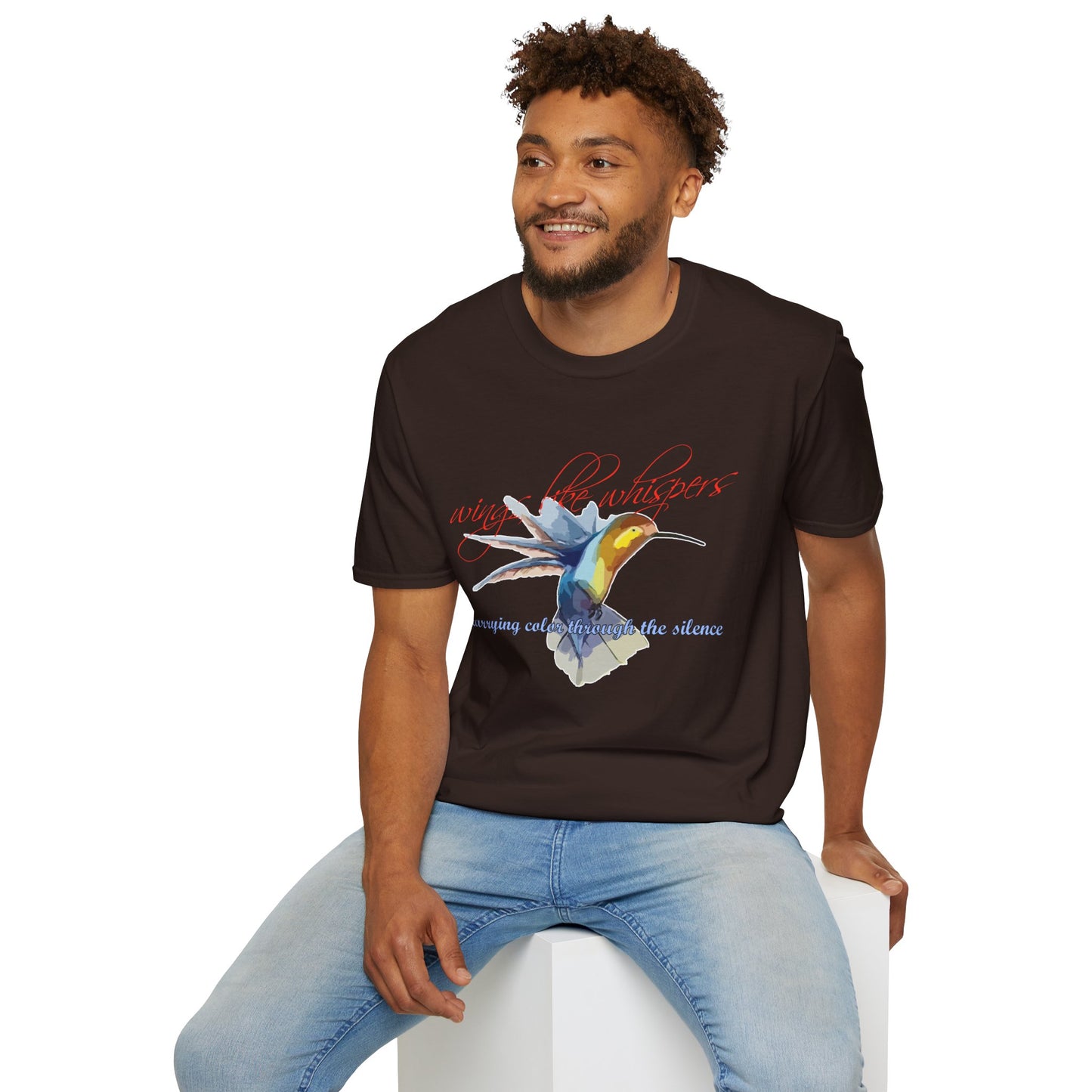 Hummingbird Poetry T-Shirt — "competing colorfulness in the silence"