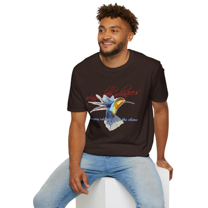 Hummingbird Poetry T-Shirt — "competing colorfulness in the silence"