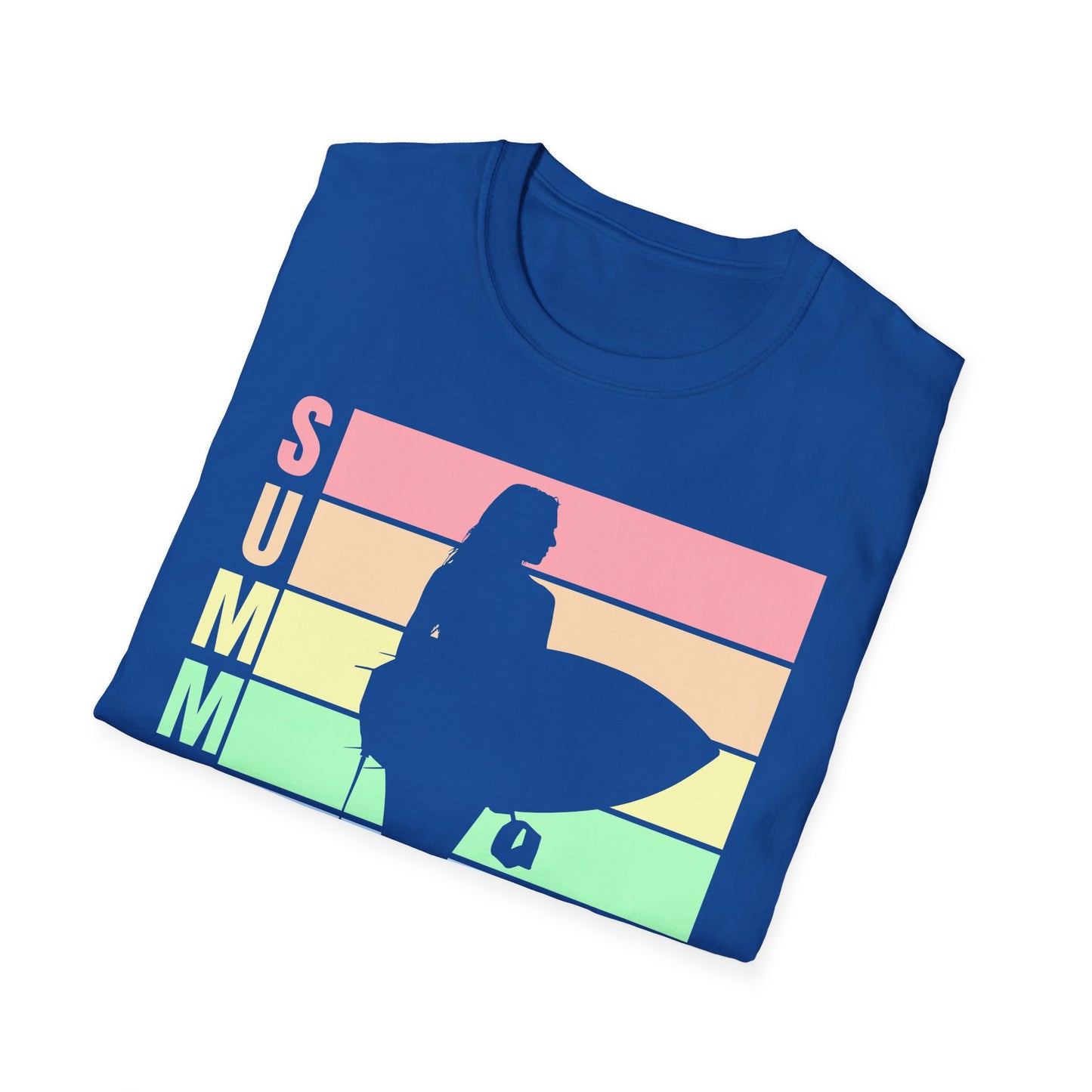 Summer Surf Silhouette T-Shirt — Pastel Rainbow Beach Tee