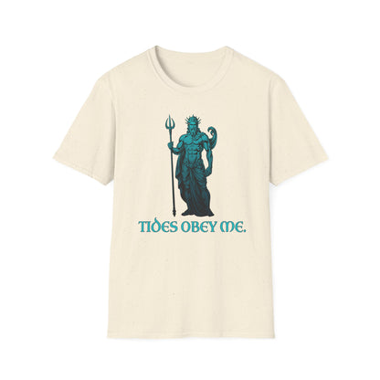 Poseidon Graphic Tee - "Tides Obey Me" Mythical Sea God T-Shirt