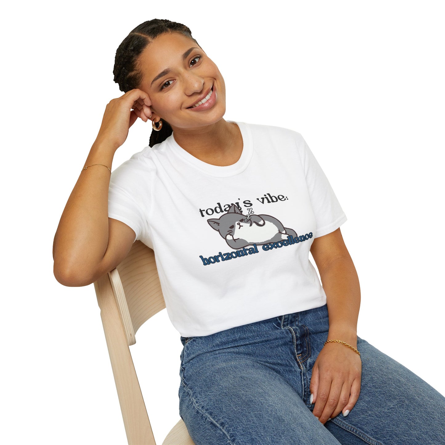 Relaxed Cat "Horizontal Excellence" T-Shirt – Today's Vibe Lazy Cat Tee