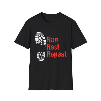 Run Rest Repeat Running Tee – Motivational Runner Shirt