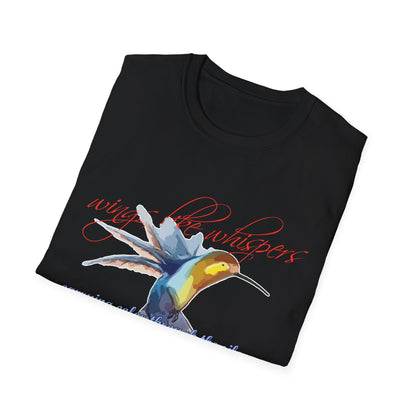Hummingbird Poetry T-Shirt — "competing colorfulness in the silence"