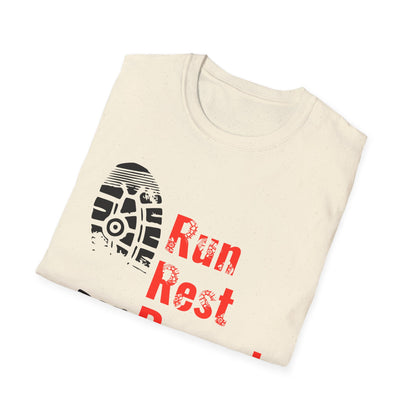 Run Rest Repeat Running Tee – Motivational Runner Shirt