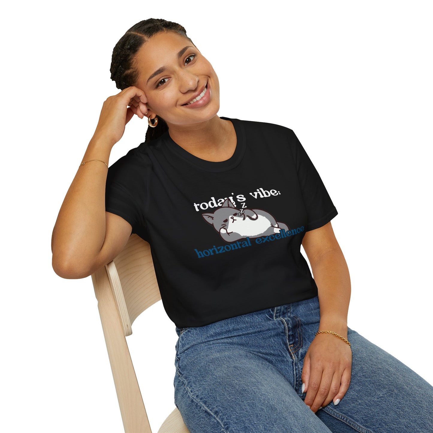 Relaxed Cat "Horizontal Excellence" T-Shirt – Today's Vibe Lazy Cat Tee