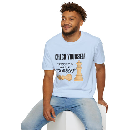 Chess T-Shirt — "Check Yourself Before You Wreck Yourself" Graphic Tee