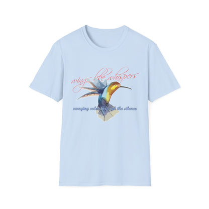 Hummingbird Poetry T-Shirt — "competing colorfulness in the silence"