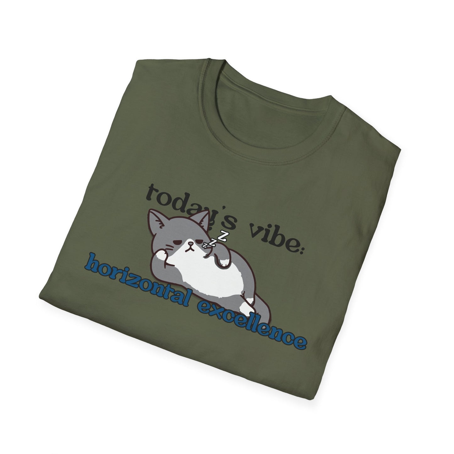 Relaxed Cat "Horizontal Excellence" T-Shirt – Today's Vibe Lazy Cat Tee