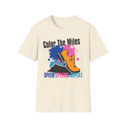 Color The Miles Running T-Shirt — "Speed. Splash. Repeat."