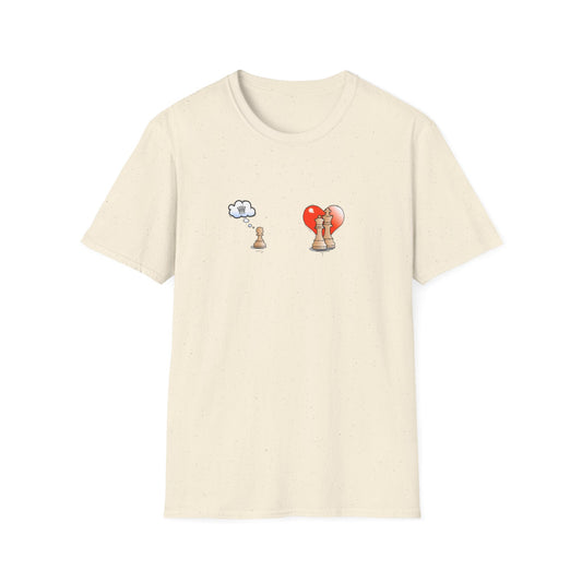 Chess Pawn Love T-Shirt — Cute Pawn Thinking of Queen with Heart Graphic