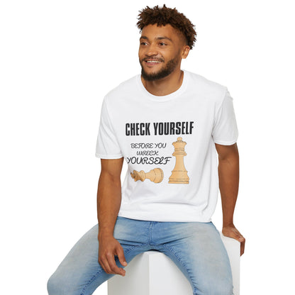 Chess T-Shirt — "Check Yourself Before You Wreck Yourself" Graphic Tee