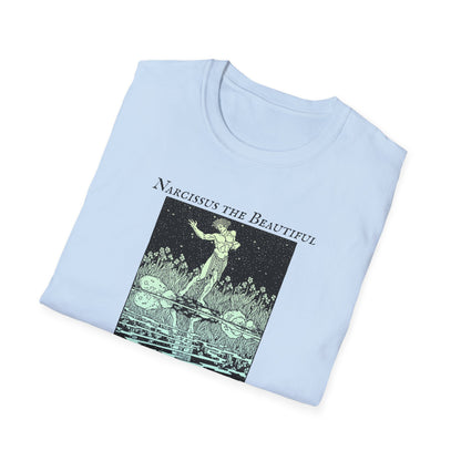 T-Shirt — 'Measured the Beautiful / Cared to Fall for a Reflection' Vintage Mirror Graphic