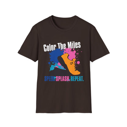 Color The Miles Running T-Shirt — "Speed. Splash. Repeat."