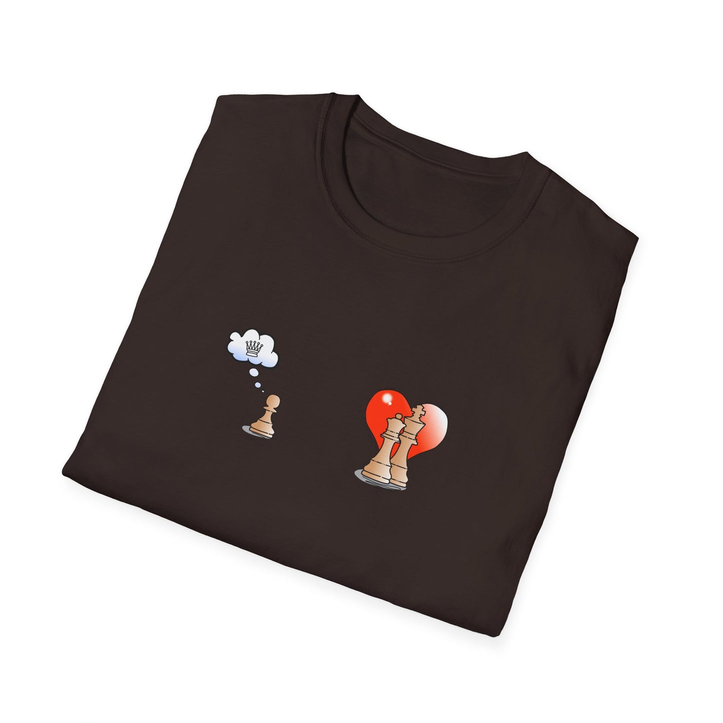 Chess Pawn Love T-Shirt — Cute Pawn Thinking of Queen with Heart Graphic