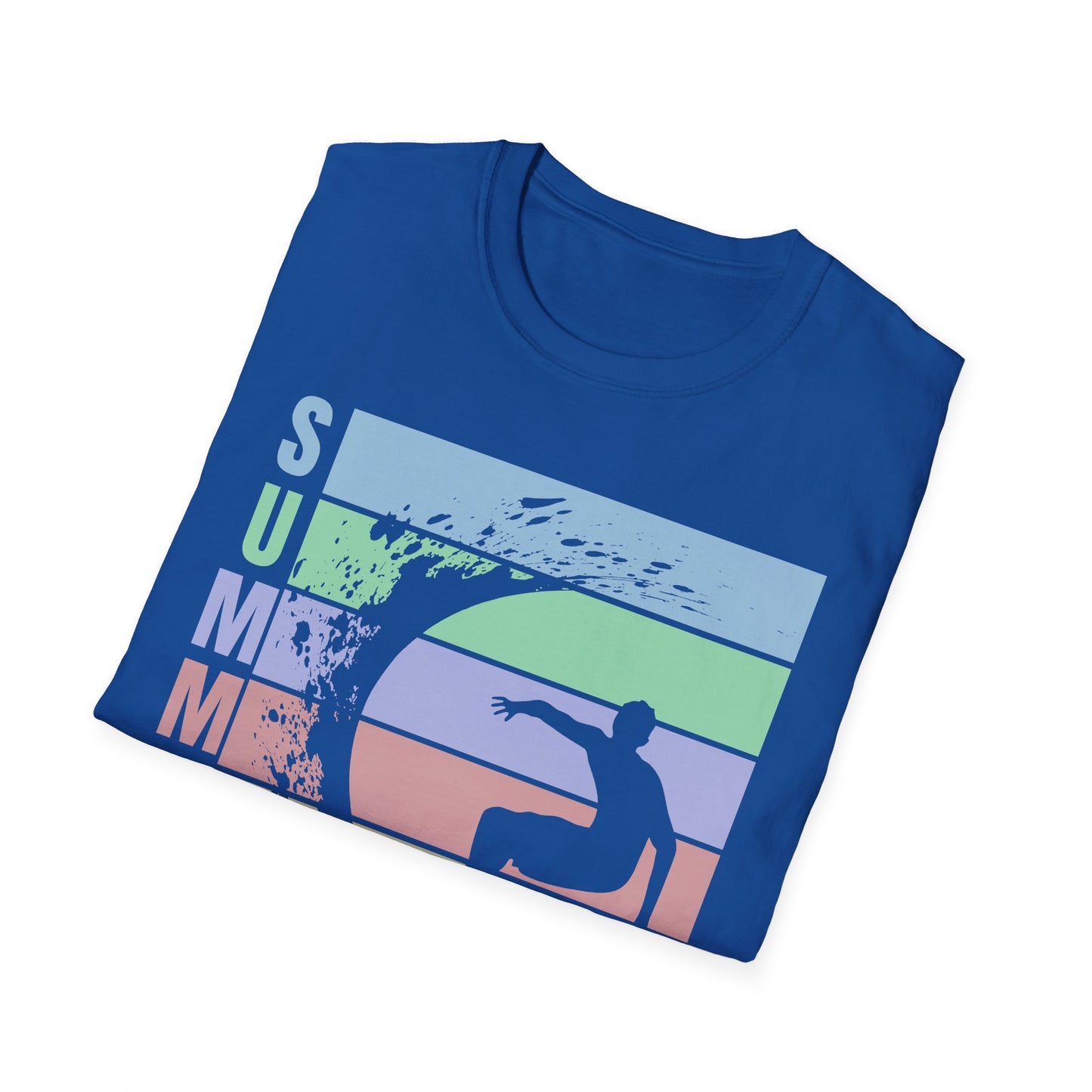 Summer Surf T-Shirt — Retro Stripes & Surfer Graphic