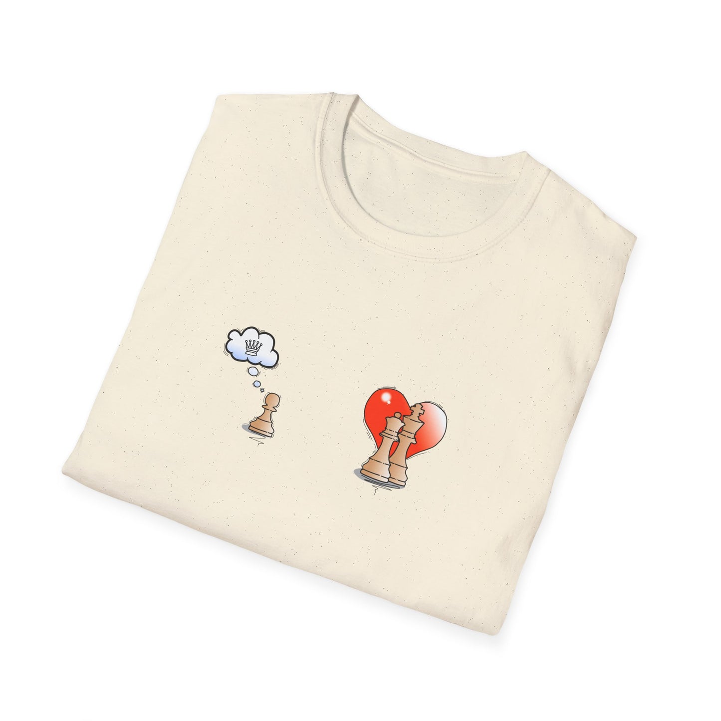 Chess Pawn Love T-Shirt — Cute Pawn Thinking of Queen with Heart Graphic
