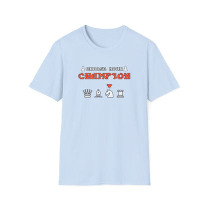 Chess Champion T‑Shirt — I Choose to Be a Champion Chess Pieces Graphic Tee